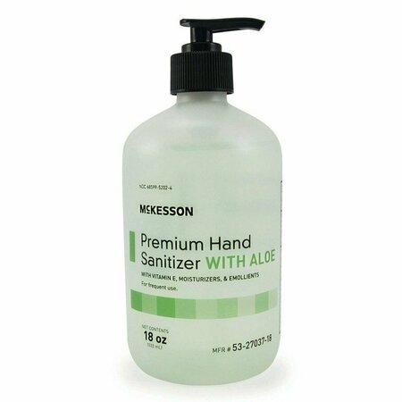 MCKESSON PREMIUM Hand Sanitizer with Aloe, 18 oz, Gel, Pump Bottle, 12PK 53-27037-18